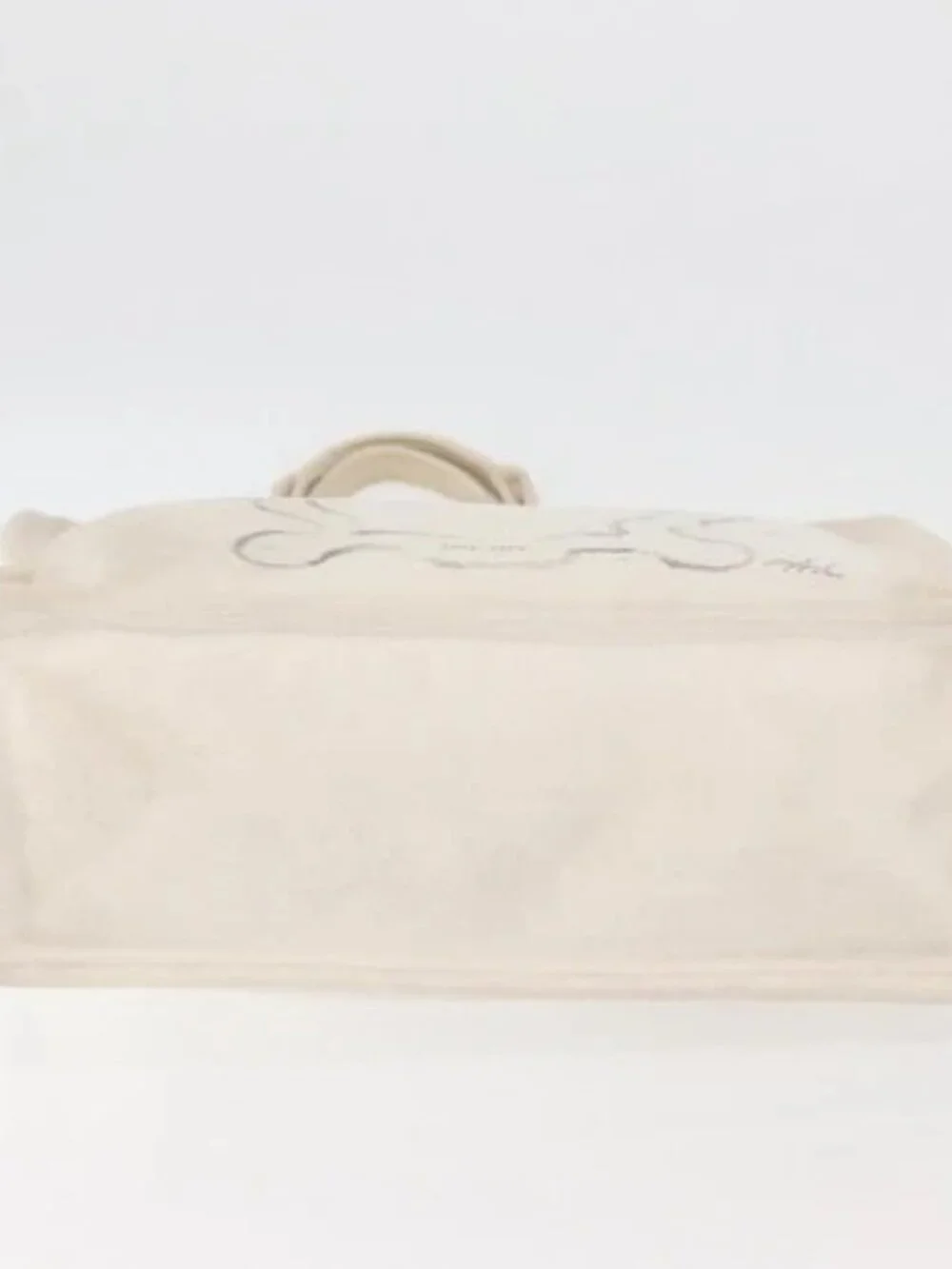 CHANEL Tote Bag Canvas White Silver CC Auth BA12534A